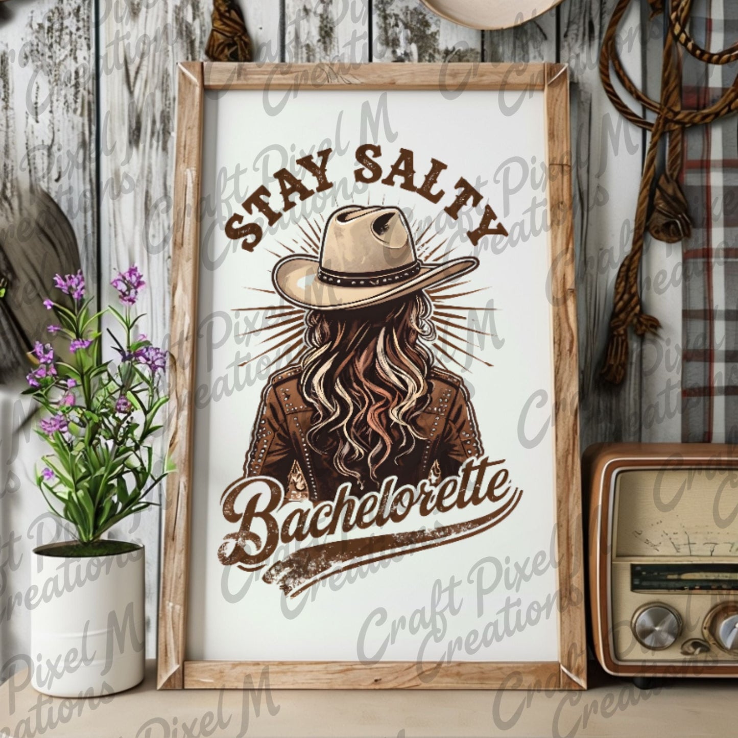 Bachelorette Wall Art Stay Salty Cowgirl, Clipart Bachelorette Decor, Western Cowgirl PNG, Bachelorette Print - Marie Gems