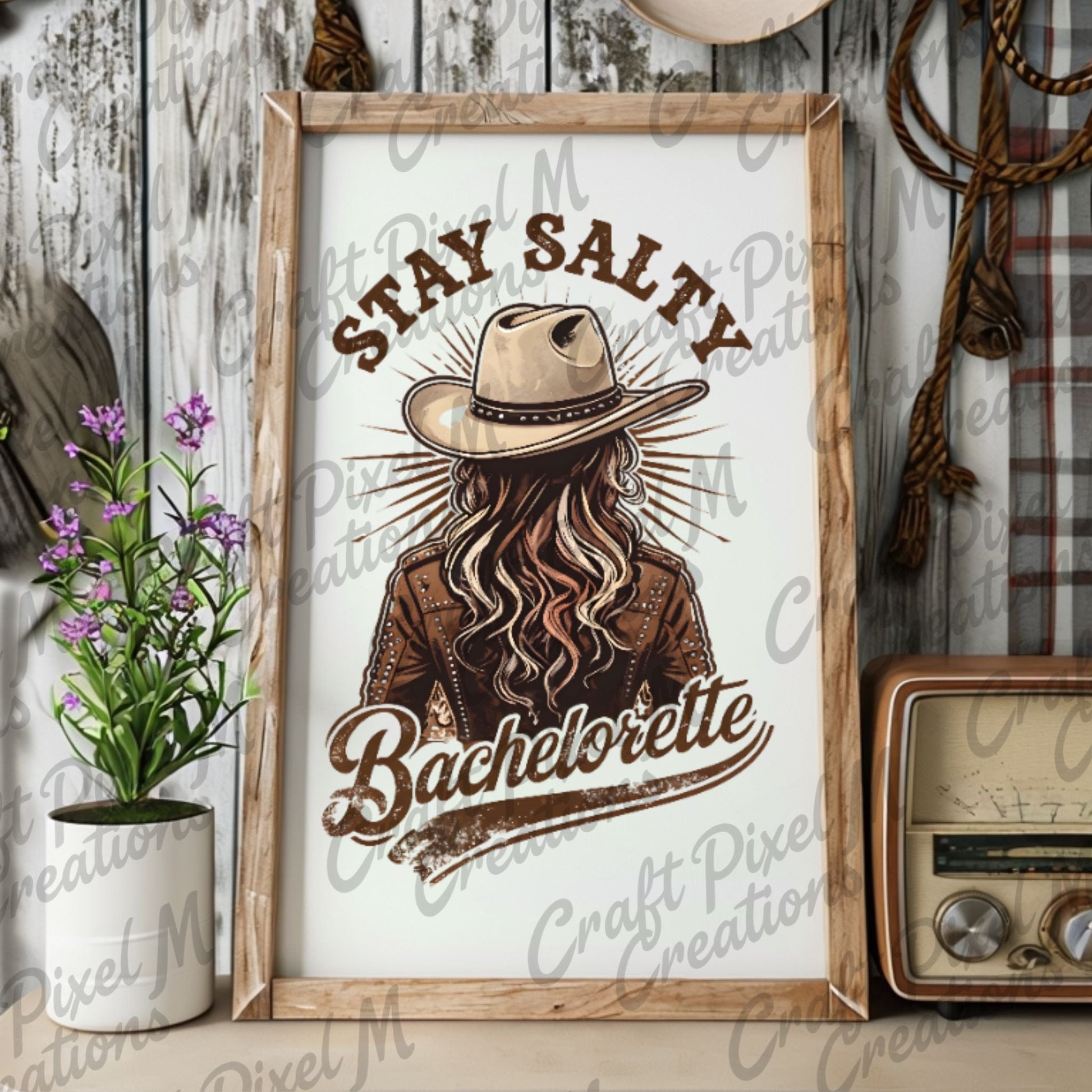 Bachelorette Wall Art Stay Salty Cowgirl, Clipart Bachelorette Decor, Western Cowgirl PNG, Bachelorette Print - Marie Gems