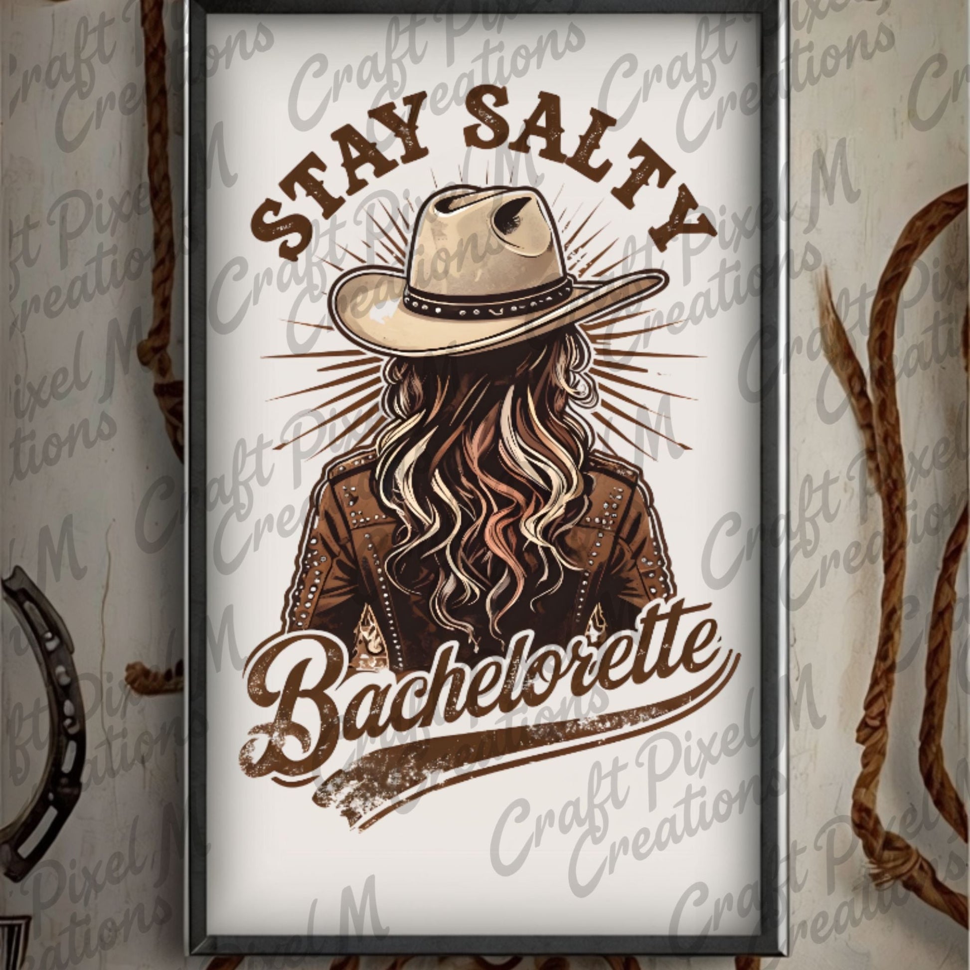 Bachelorette Wall Art Stay Salty Cowgirl, Clipart Bachelorette Decor, Western Cowgirl PNG, Bachelorette Print - Marie Gems
