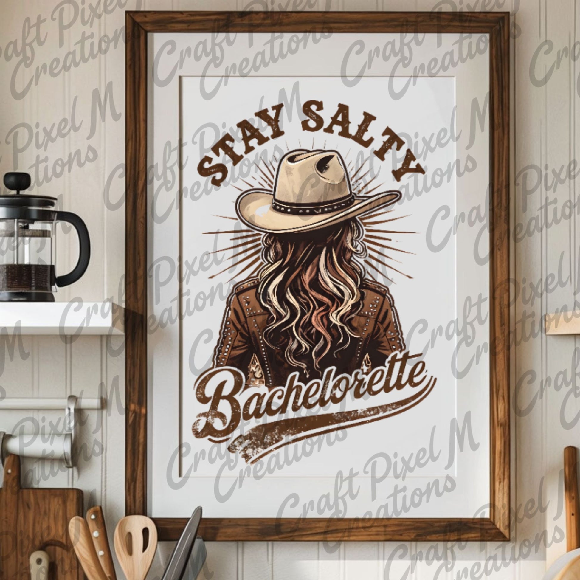 Bachelorette Wall Art Stay Salty Cowgirl, Clipart Bachelorette Decor, Western Cowgirl PNG, Bachelorette Print - Marie Gems