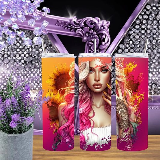 Fuck Respectful 20oz 30oz Tumbler Handmade Sarcastic Cup Purple Yellow Floral Tattoo Gift Edgy Neon Aesthetic Stainless by Marie Gems