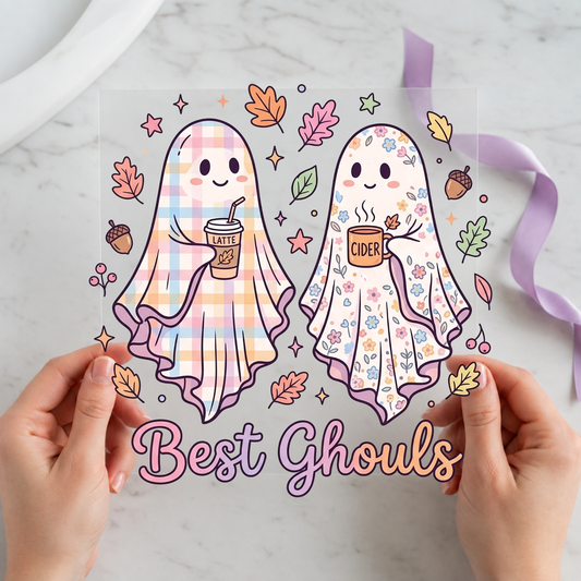 Best Ghouls Coffee Ghosts individual product photo included in the Spooky Books & Coffee Volume 4 five-pack DTF transfer bundle