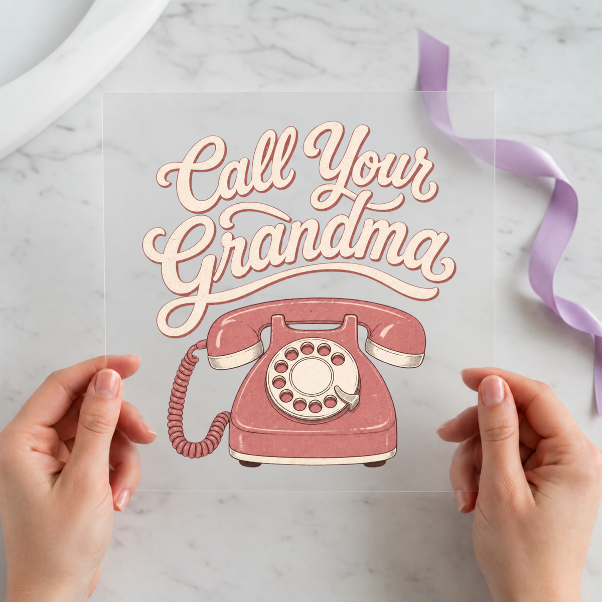 Call Your Grandma DTF transfer mockup