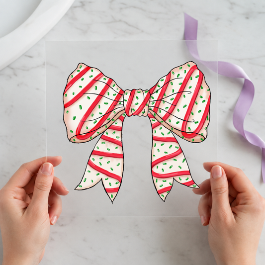 Candy Cane Christmas Bow individual product photo included in the Christmas Volume 2 five-pack DTF transfer bundle