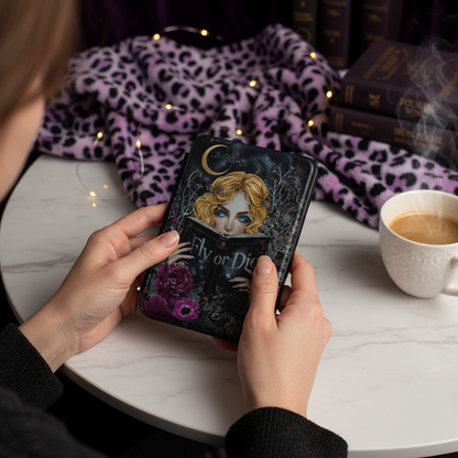 Gothic Made-to-Order 7-Inch Kindle Paperwhite Case showing gothic kindle case artwork with personalized kindle case, dark academia accessory, kindle paperwhite case