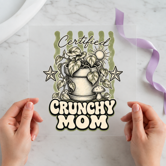 Certified Crunchy Mom individual product photo included in the Retro Mom Life five-pack DTF transfer bundle