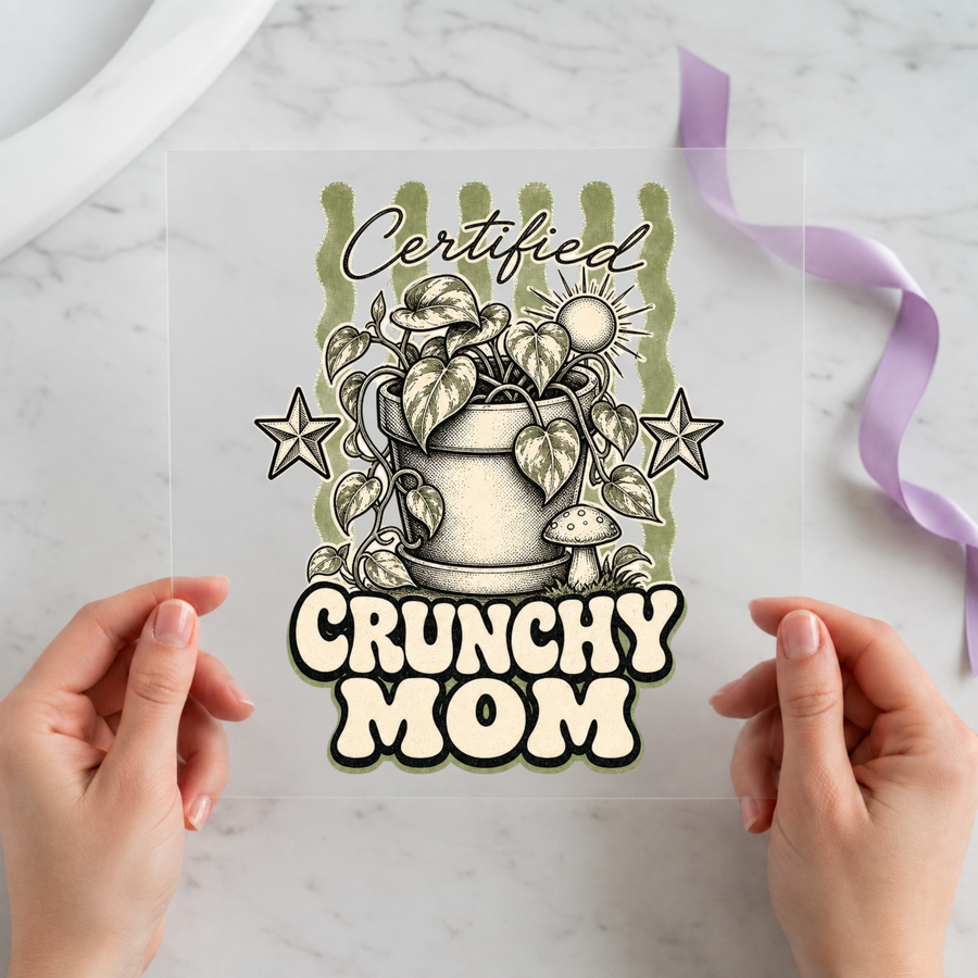 Certified Crunchy Mom individual product photo included in the Retro Mom Life five-pack DTF transfer bundle