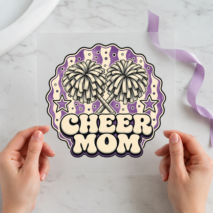Cheer Mom Pom Poms individual product photo included in the Game Day Sports Mom five-pack DTF transfer bundle
