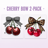 Cherry Bow two-pack 12x12 ready-to-press DTF transfer bundle collage