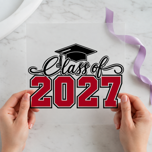 Class of 2027 Graduation Cap individual product photo included in the Class of 2027 Senior Volume 2 five-pack DTF transfer bundle