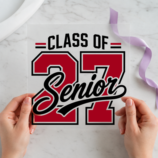 Class of 27 Senior Red Black individual product photo included in the Class of 2027 Senior Volume 3 five-pack DTF transfer bundle
