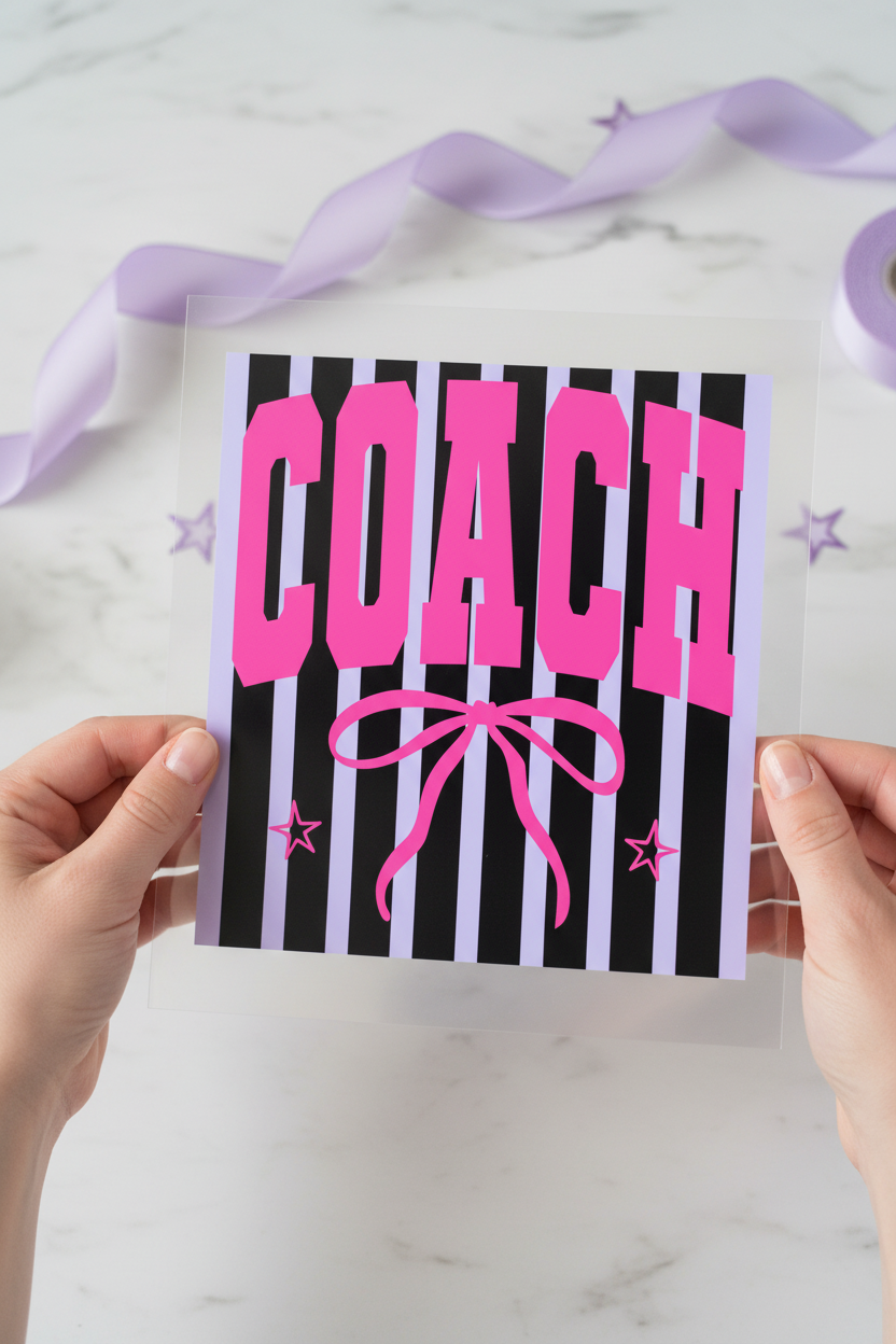Coach Bow Handmade individual product photo included in the Teacher & School Curated Mix 7 five-pack DTF transfer bundle