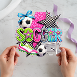 Colorful Soccer Collage individual product photo included in the Dad Humor Curated Mix 5 five-pack DTF transfer bundle
