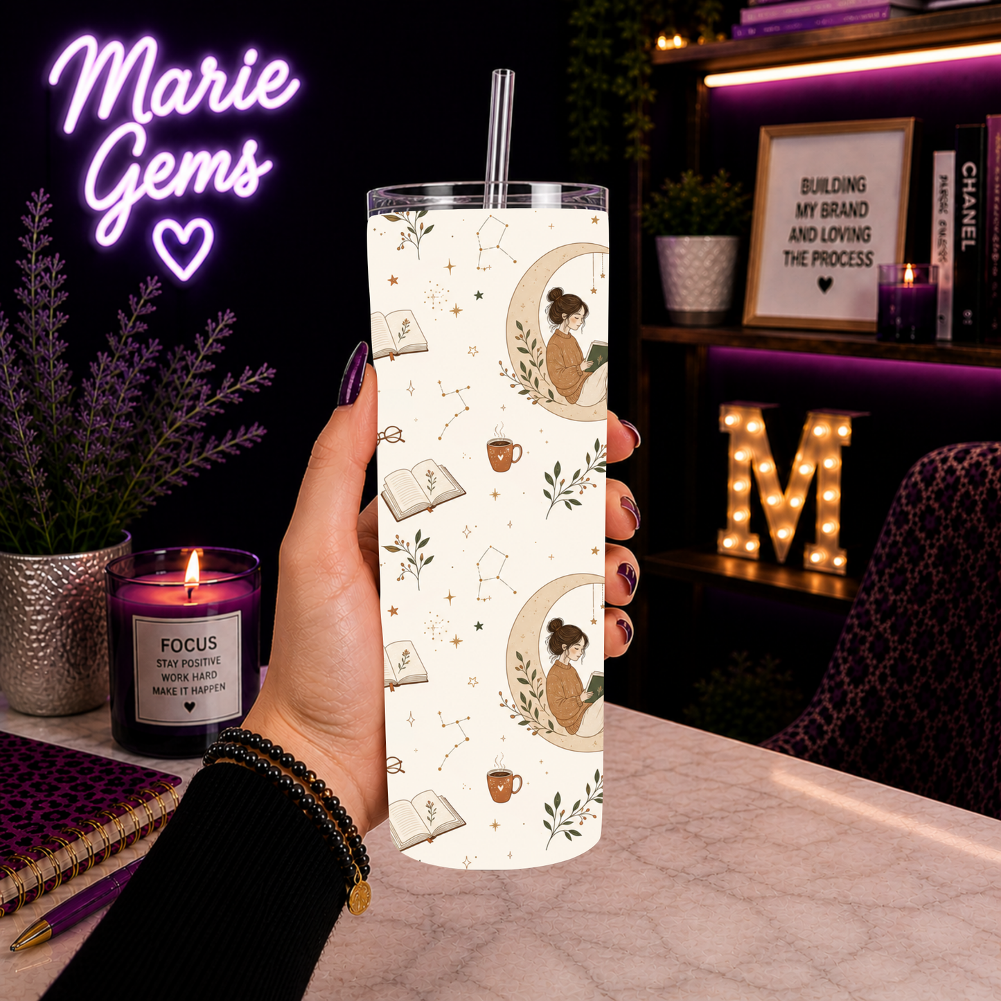 Cozy Bookworm Tumbler | 20 oz Reading Lover Travel Cup