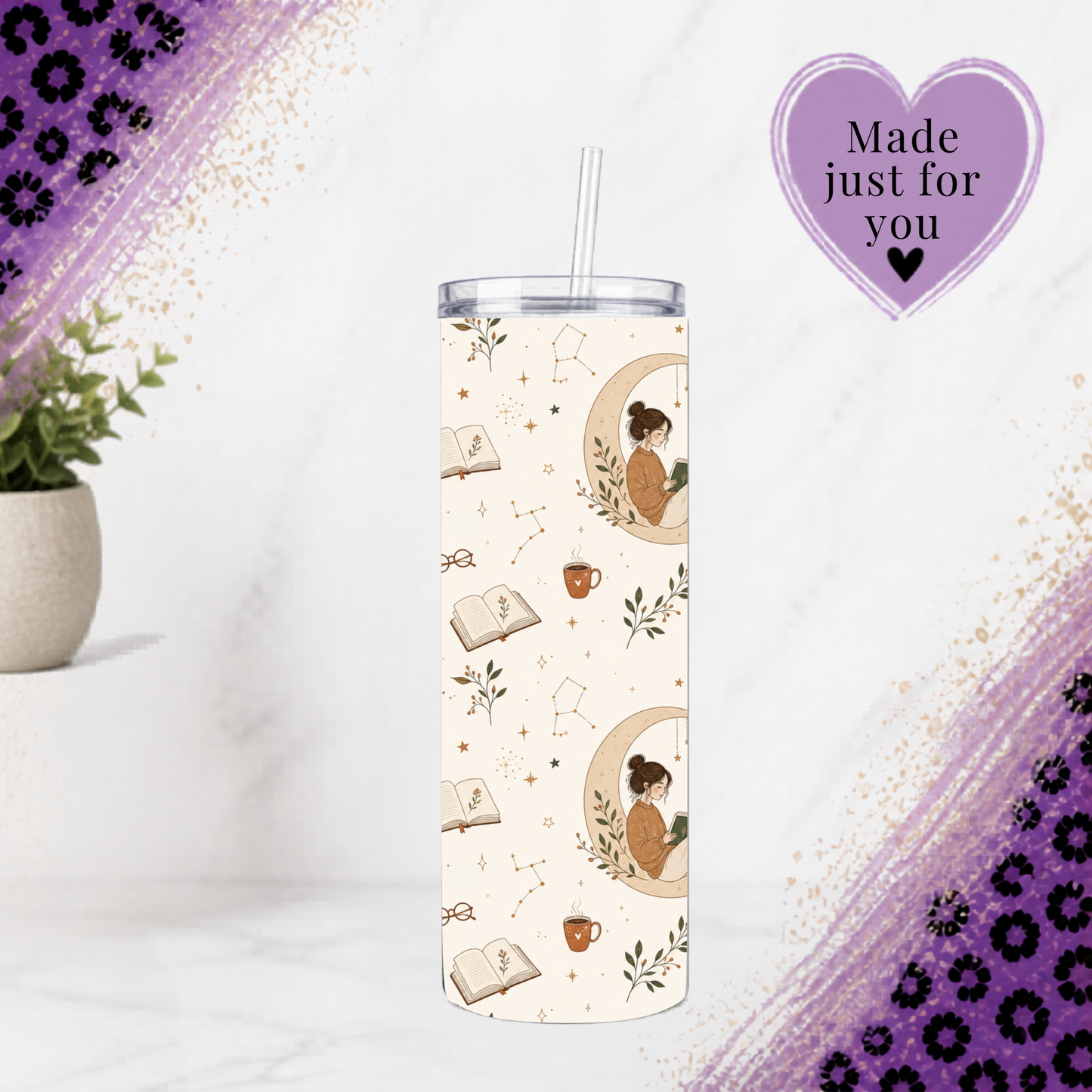 Cozy Bookworm Tumbler | 20 oz Reading Lover Travel Cup
