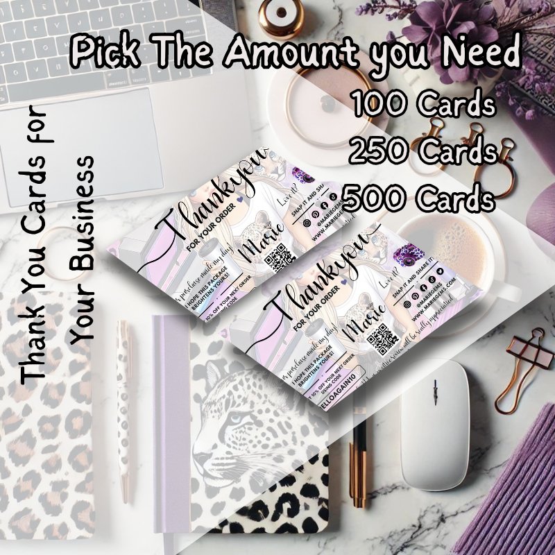 Custom Thank You Cards for Your Business - Perfect for Every Order by Marie Gems - Marie Gems