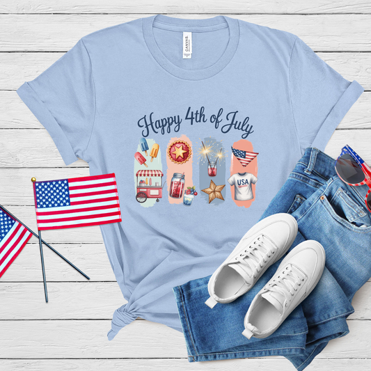 Happy 4th of July Summer Treats Tee - Patriotic Festival & Americana Shirt
