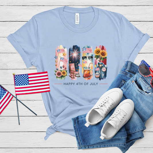 Happy 4th of July USA Pride Tee - Patriotic Flag & Americana Style Shirt