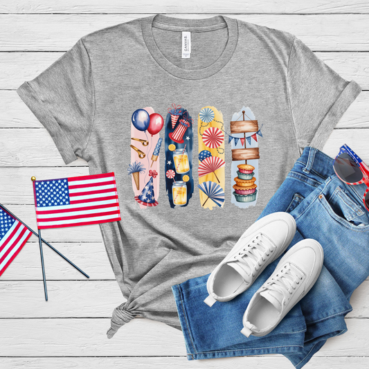 Festive Fireworks & Fun T-Shirt: Celebrate 4th of July with Balloons, Sparklers, and Treats!