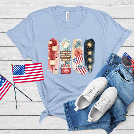 Meaningful Fourth of July Freedom Tee - Celebrate with Fireworks, Family & Patriotism | Americana Inspired Shirt