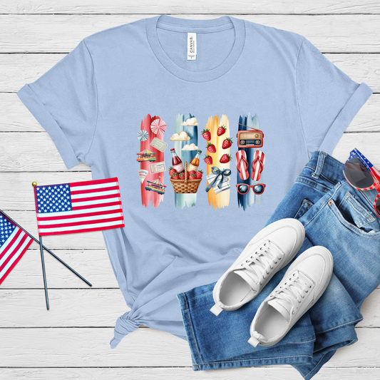 Ultimate Fourth of July Picnic Tee - Celebrate Summer with Strawberries, Sunshine & Retro Vibes | Festive Holiday Shirt