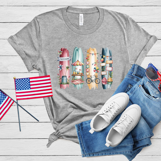 Whimsical Fourth of July Market Tee - Celebrate Freedom, Festivities & Summer Fun | Charming Holiday Shirt