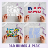 Dad Humor four-pack 12x12 ready-to-press DTF transfer bundle collage