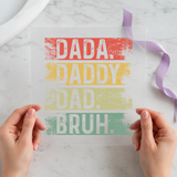 Dada Daddy Dad Bruh individual product photo included in the Dad Humor five-pack DTF transfer bundle
