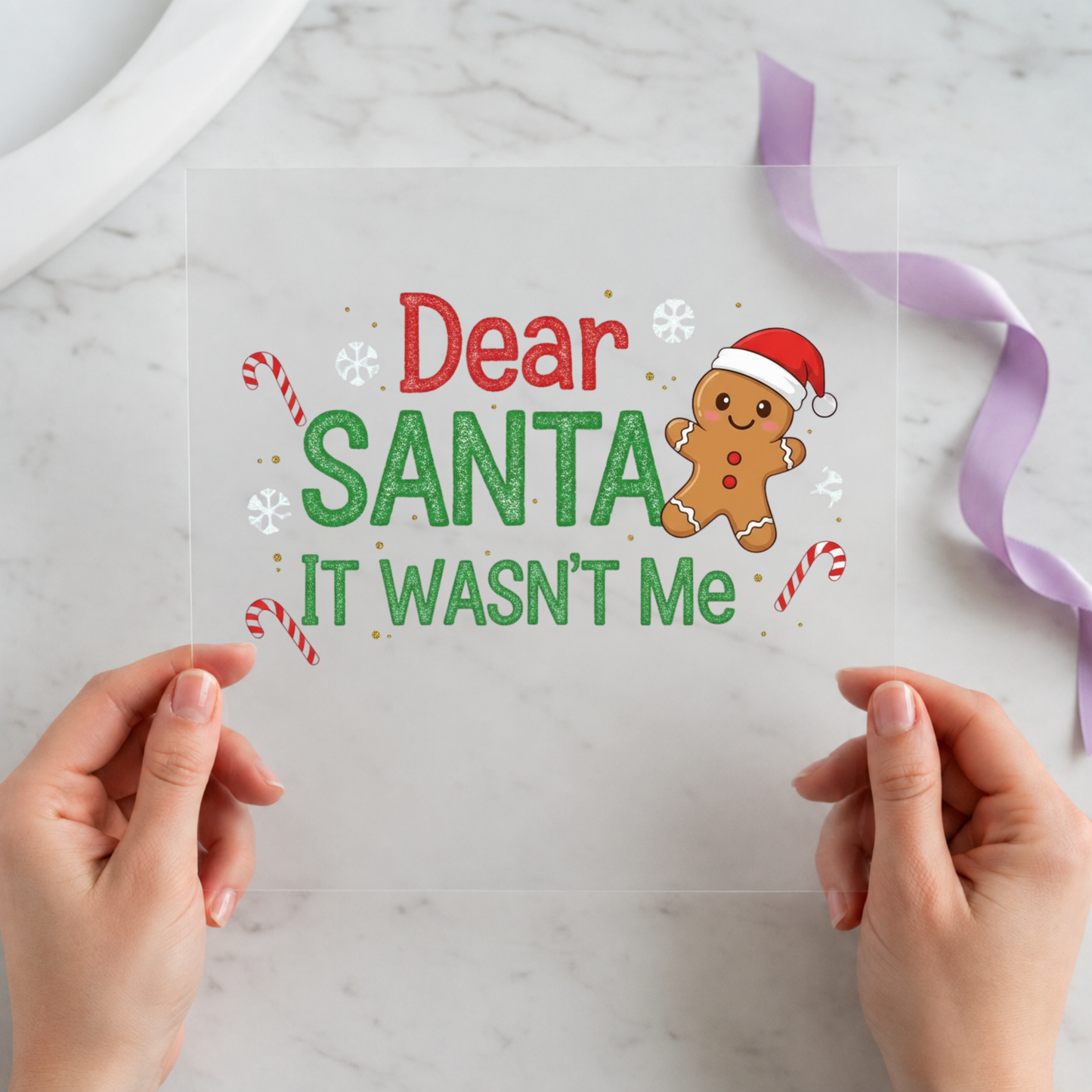 Dear Santa It Wasn't Me individual product photo included in the Christmas Volume 1 five-pack DTF transfer bundle