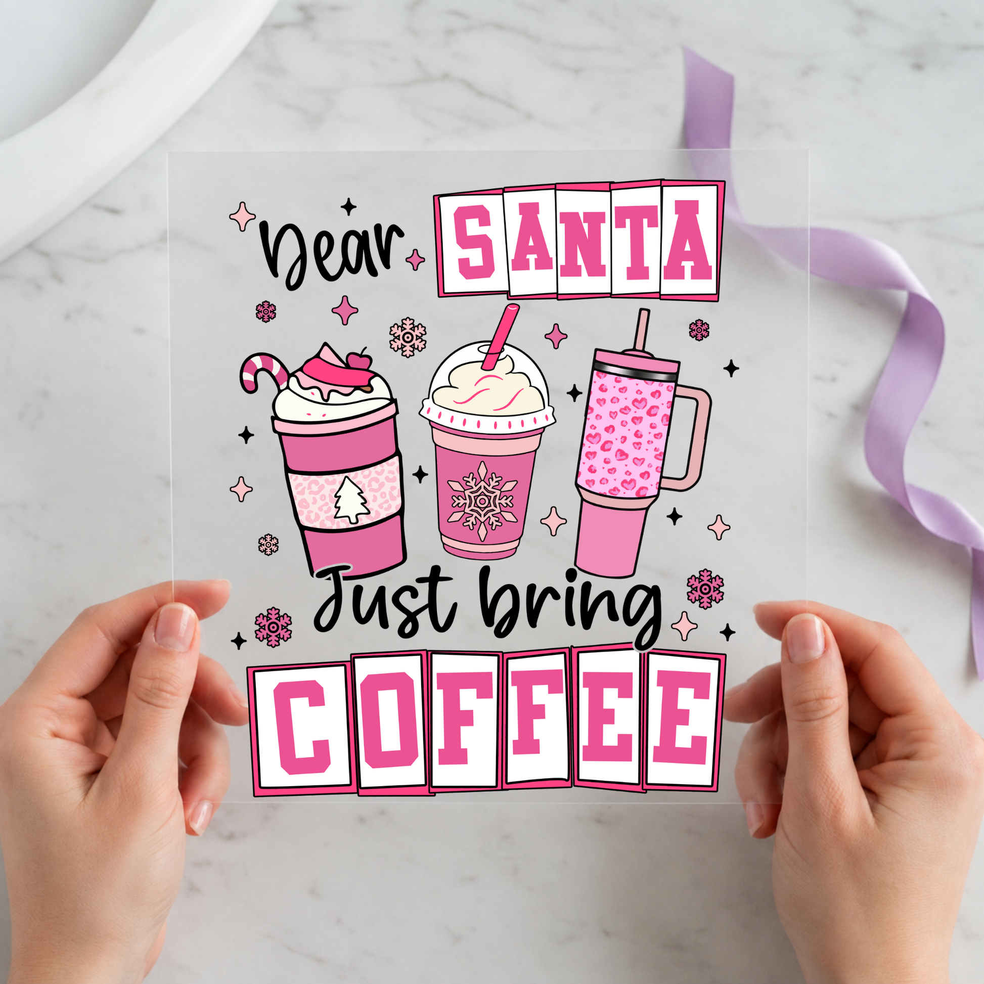 Dear Santa Just Bring Coffee individual product photo included in the Christmas Volume 1 five-pack DTF transfer bundle
