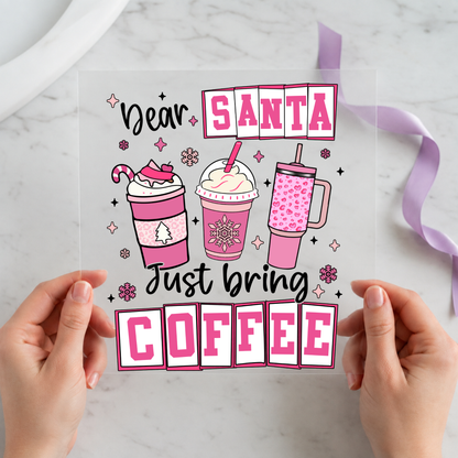 Dear Santa Just Bring Coffee individual product photo included in the Christmas Volume 1 five-pack DTF transfer bundle