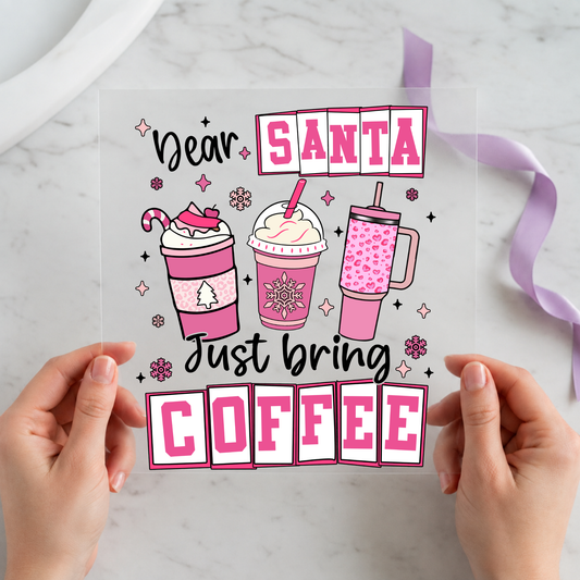 Dear Santa Just Bring Coffee individual product photo included in the Christmas Volume 1 five-pack DTF transfer bundle