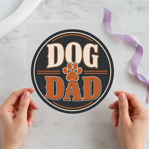 Dog Dad DTF transfer mockup with three dog breeds design for a pet owner gift