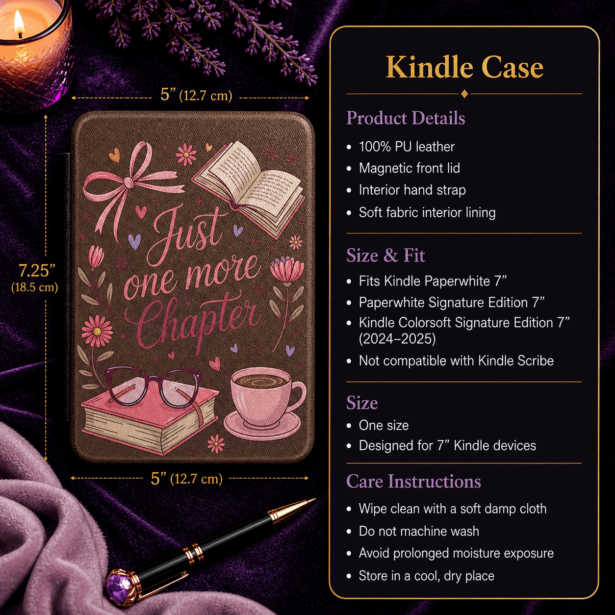 Just One More Chapter Kindle Case | Book Lover Reader Cover