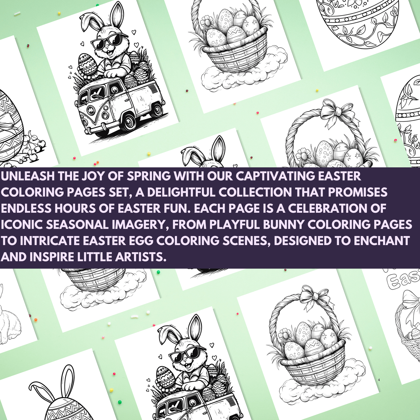 Easter Coloring Pages Set, Bunny Coloring Page, Easter Egg Coloring, Kids Activity, Spring Coloring Mat, Easter Sheets - Marie Gems