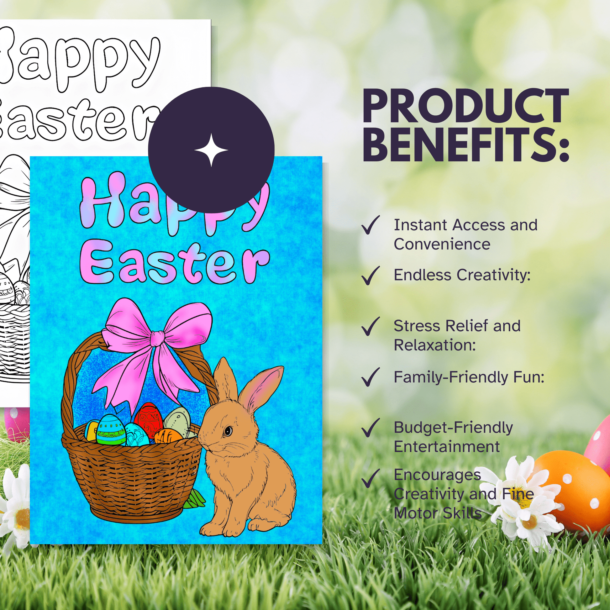 Easter Coloring Pages Set, Bunny Coloring Page, Easter Egg Coloring, Kids Activity, Spring Coloring Mat, Easter Sheets - Marie Gems
