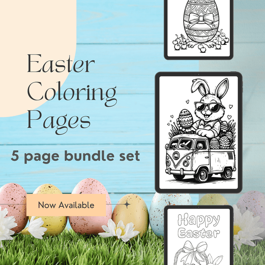 Easter Coloring Pages Set, Bunny Coloring Page, Easter Egg Coloring, Kids Activity, Spring Coloring Mat, Easter Sheets - Marie Gems