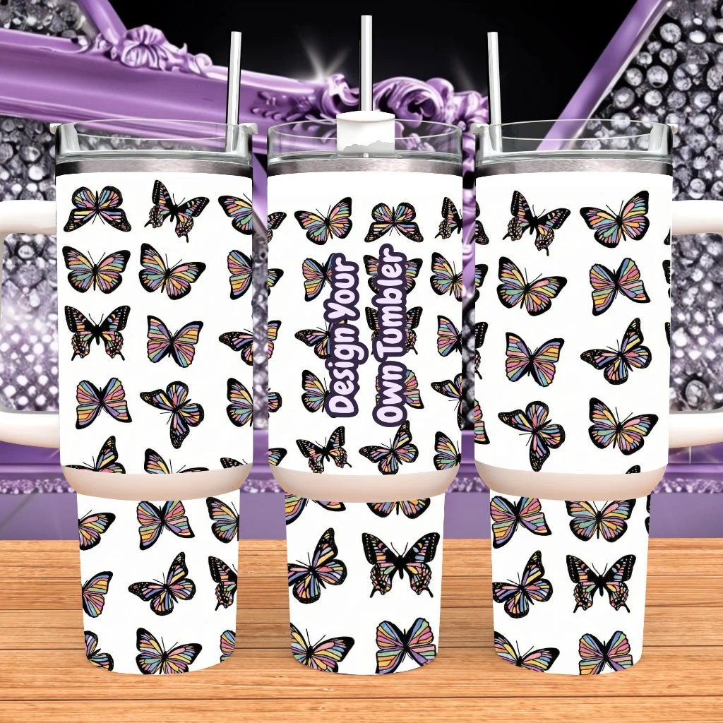 Custom 40oz Tumbler With Handle Personalized Stainless Steel Travel Mug Sublimation Drinkware Your Design Gift For Her by Marie Gems