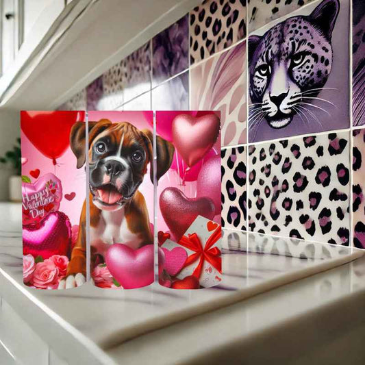 Valentine Boxer Tumbler | 20 oz Stainless Steel | Gifts for Dog Lovers | Wichita, KS