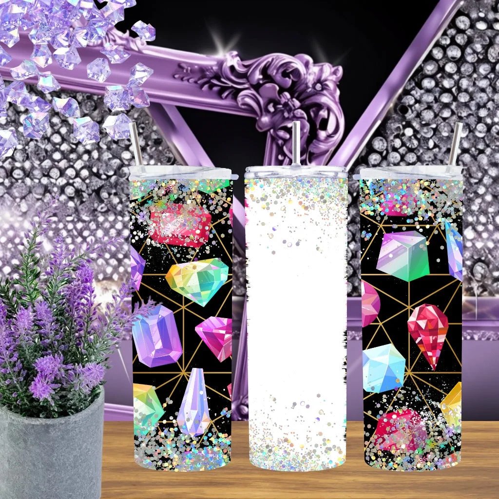 Colorful Gemstone 20oz Tumbler Geometric Crystal Travel Mug Rainbow Jewel Cup Aesthetic Diamond Drinkware Gift for Her by Marie Gems