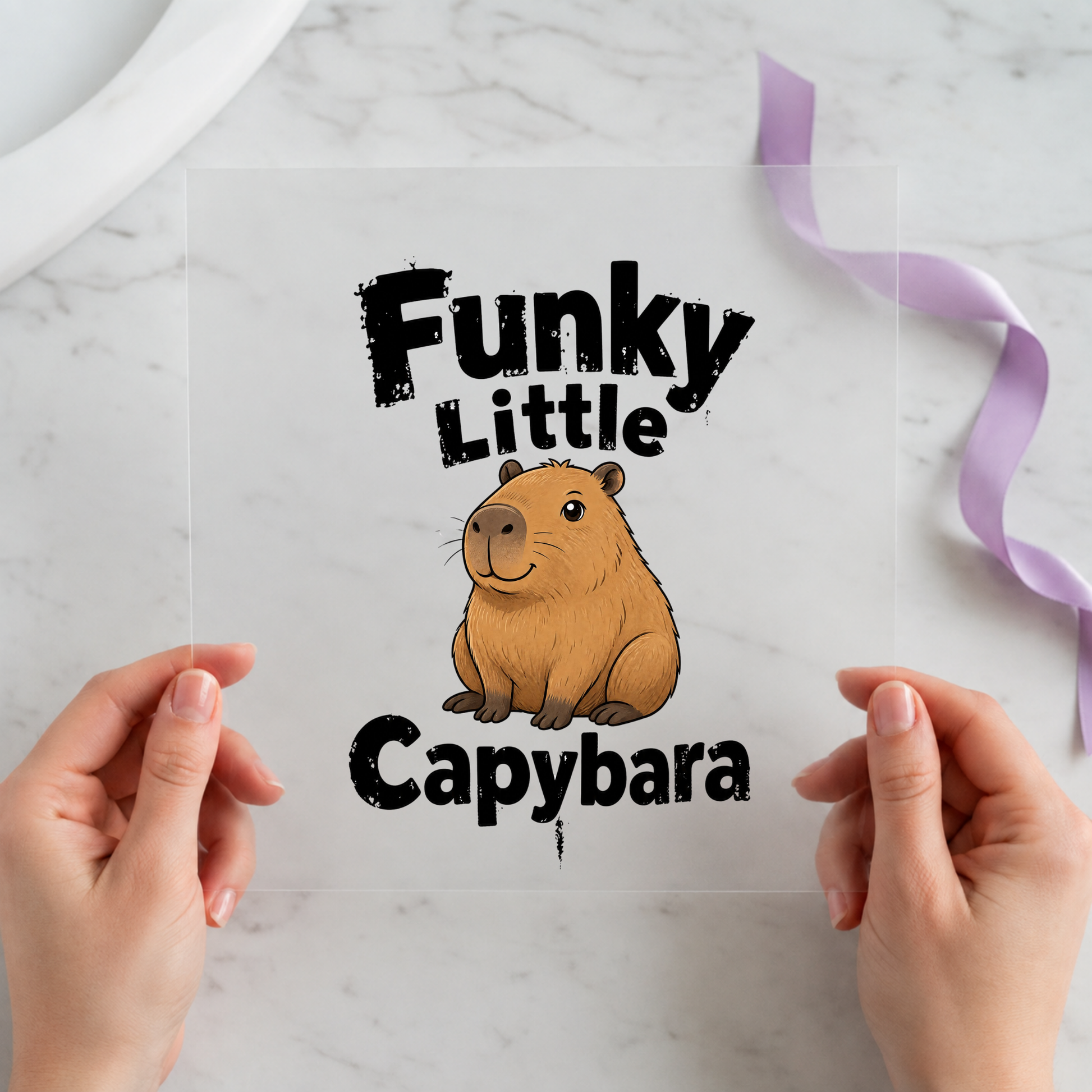 Funky Little Capybara Current individual product photo included in the Funny Capybara Volume 1 five-pack DTF transfer bundle
