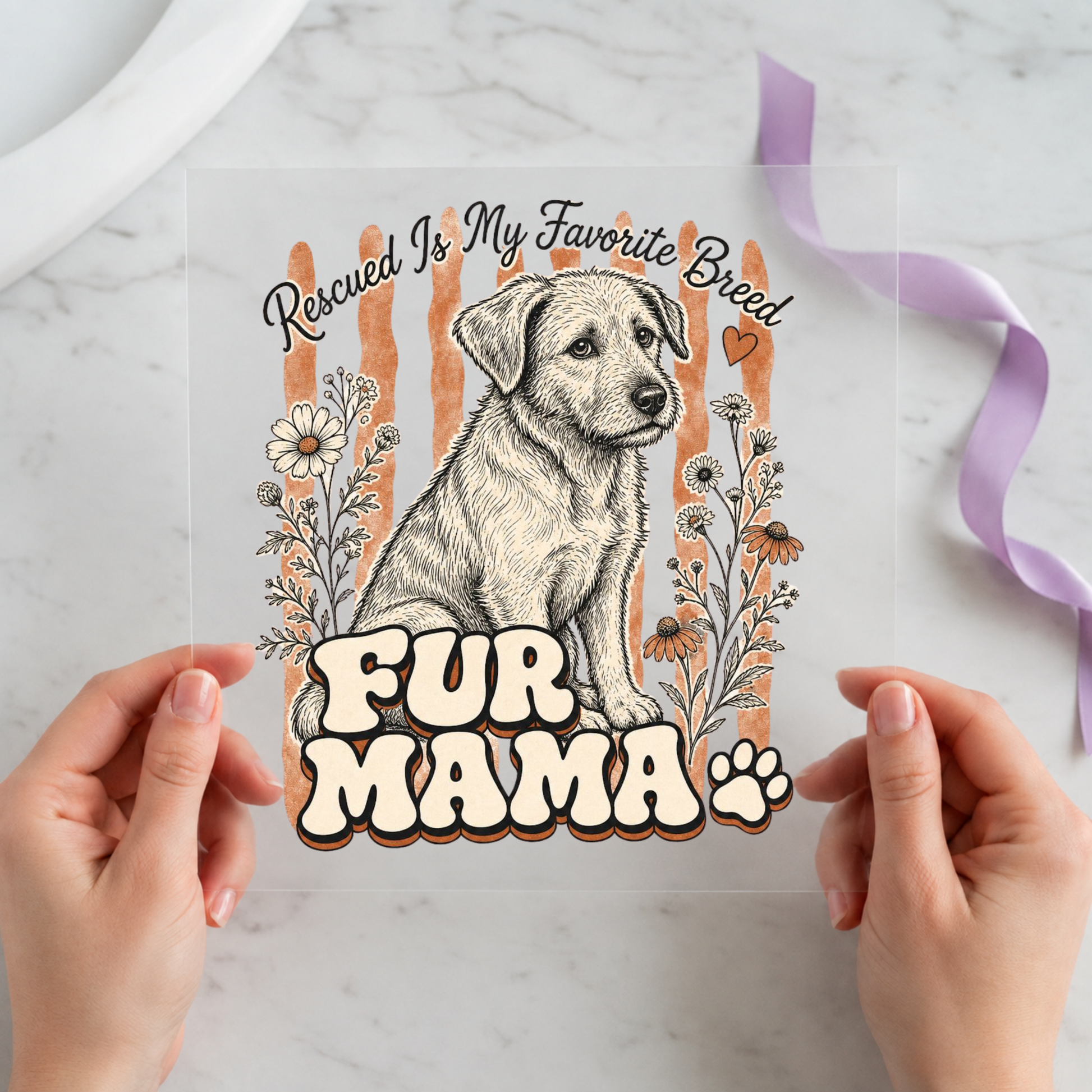 Fur Mama Rescue Dog individual product photo included in the Dog Mom five-pack DTF transfer bundle