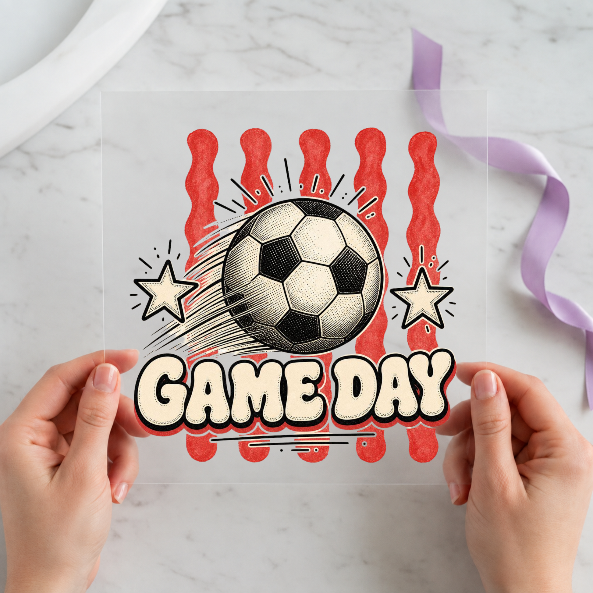Game Day Soccer Ball individual product photo included in the Game Day Sports Mom five-pack DTF transfer bundle