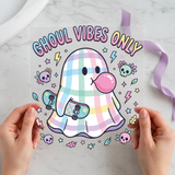 Ghoul Vibes Only Ghost individual product photo included in the Halloween Volume 14 five-pack DTF transfer bundle