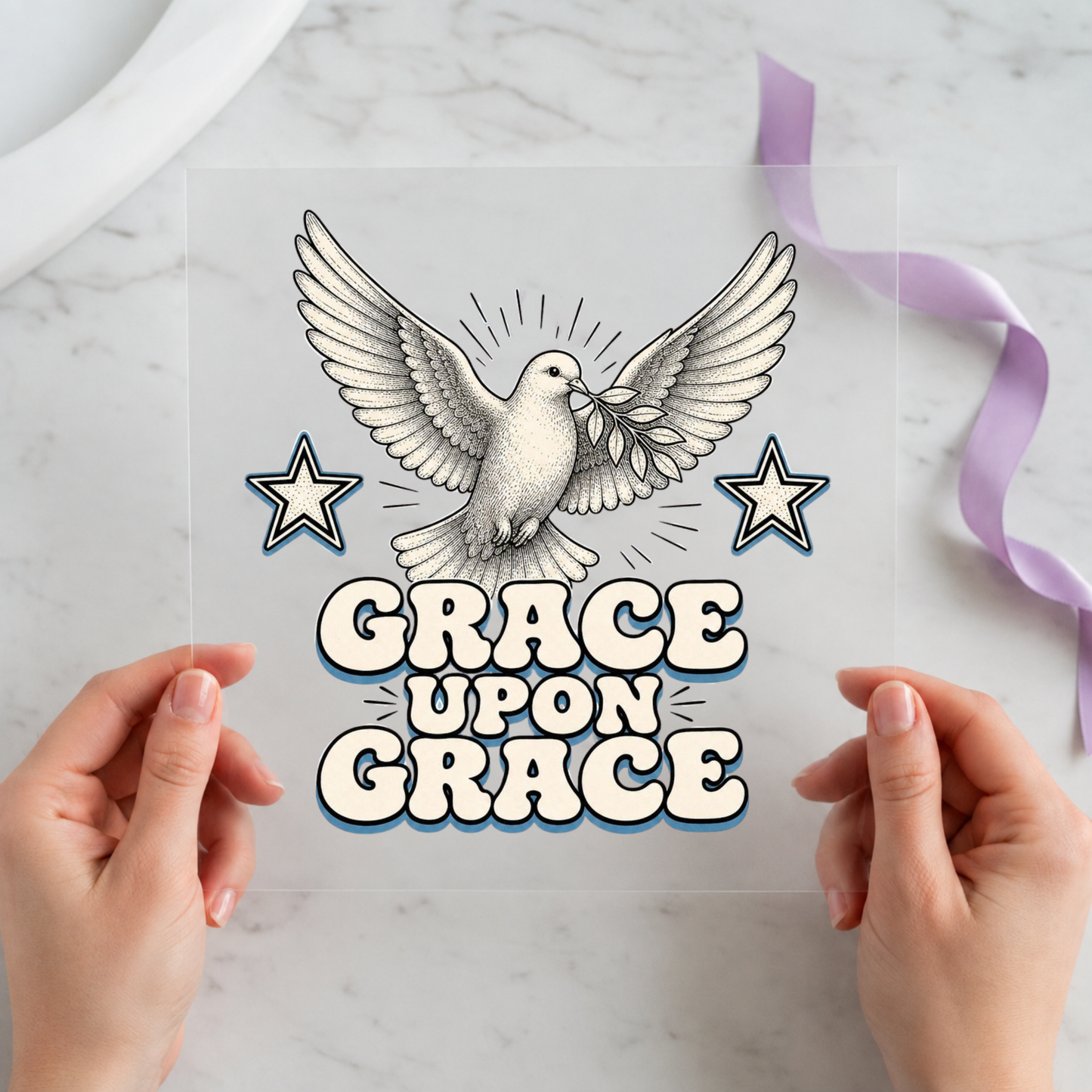 Grace Upon Grace Dove individual product photo included in the Christian Faith five-pack DTF transfer bundle
