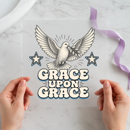 Grace Upon Grace Dove individual product photo included in the Christian Faith five-pack DTF transfer bundle