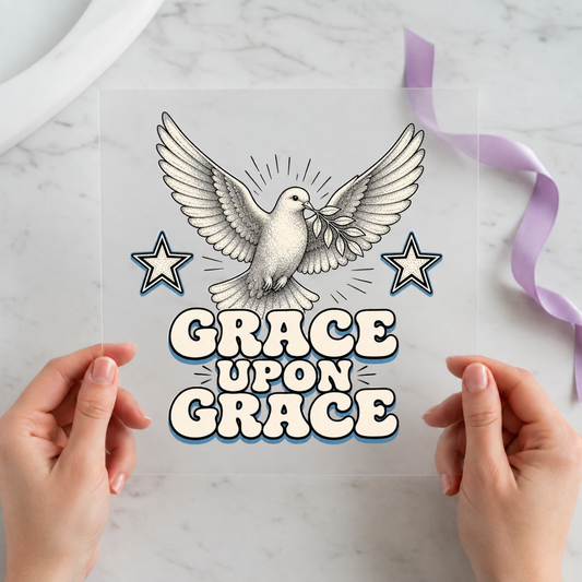 Grace Upon Grace Dove individual product photo included in the Christian Faith five-pack DTF transfer bundle