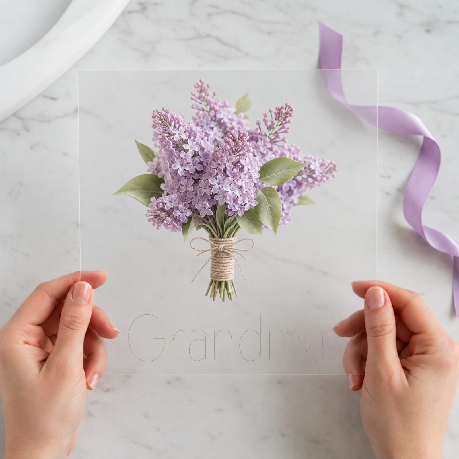 Grandma lilac bouquet DTF transfer mockup