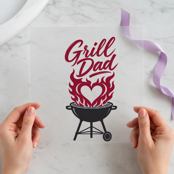 Grill Dad DTF transfer mockup design for a BBQ dad gift