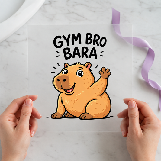 Gym Bro Bara Capybara Current individual product photo included in the Funny Capybara Volume 2 five-pack DTF transfer bundle
